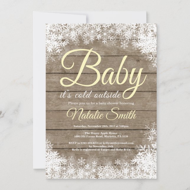 Baby Its Cold Outside Winter Snowflake Baby Shower Invitation (Front)
