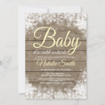 Baby Its Cold Outside Winter Snowflake Baby Shower Invitation