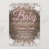 Baby Its Cold Outside Winter Snowflake Baby Shower Invitation