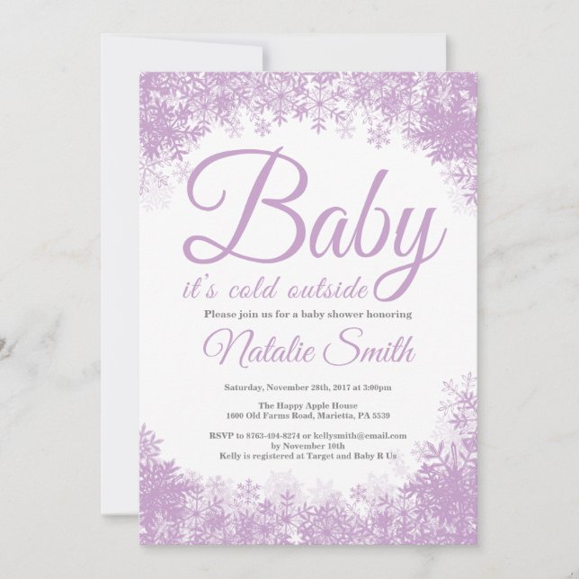 Baby Its Cold Outside Winter Snowflake Baby Shower Invitation (Front)