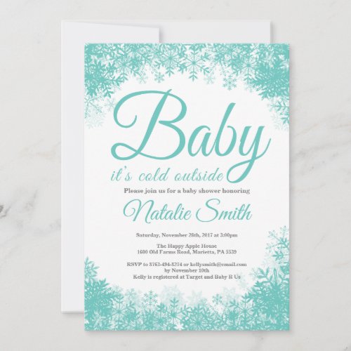 Baby Its Cold Outside Winter Snowflake Baby Shower Invitation