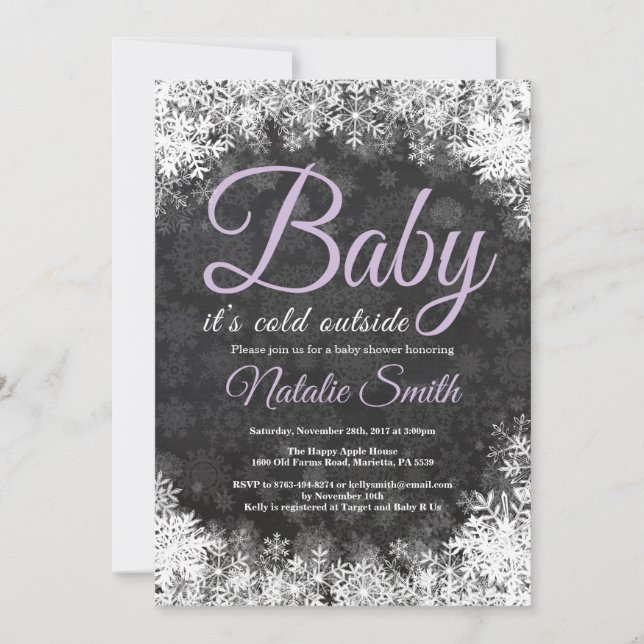 Baby Its Cold Outside Winter Snowflake Baby Shower Invitation (Front)