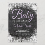 Baby Its Cold Outside Winter Snowflake Baby Shower Invitation<br><div class="desc">Baby Its Cold Outside Winter Snowflake Baby Shower Invitationn. Girl Baby Shower Invitation. Purple Lilac Lavender Violet. Winter Holiday Baby Shower Invite. White Snowflakes. Chalkboard Background. For further customization,  please click the "Customize it" button and use our design tool to modify this template.</div>