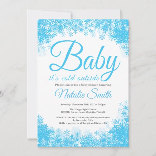 Baby Its Cold Outside Winter Snowflake Baby Shower Invitation