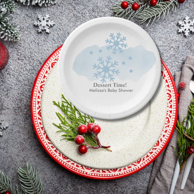 Baby its cold outside winter snowflake dessert paper plates (Creator Uploaded)