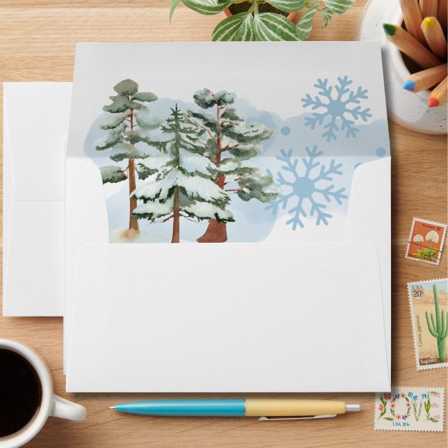 Baby its cold outside winter snowflake Invitation Envelope (Creator Uploaded)