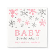 Baby It's Cold Outside Winter Snowflake,PinkSilver Napkins