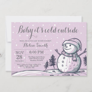 Baby its Cold Outside Winter Snowman Baby Shower Invitation