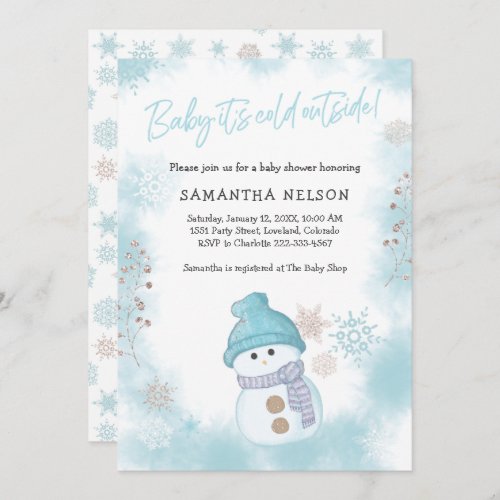 Baby Its Cold Outside Winter Snowman Baby Shower Invitation