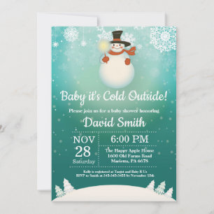 Baby its Cold Outside Winter Snowman Baby Shower Invitation
