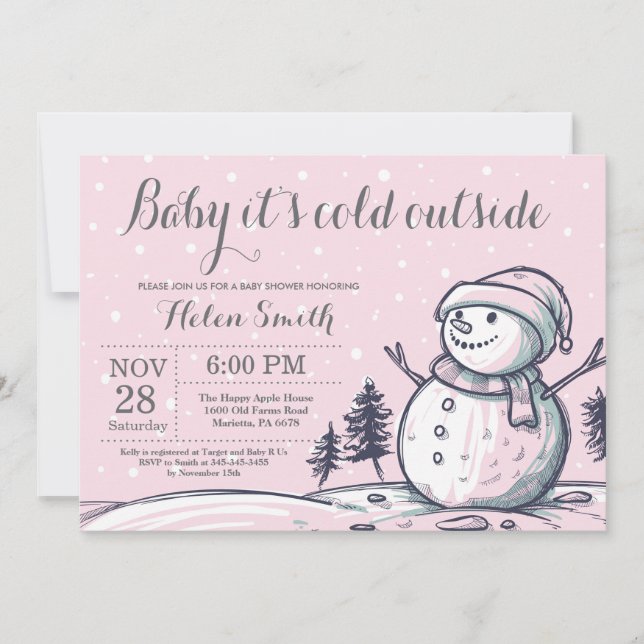Baby its Cold Outside Winter Snowman Baby Shower Invitation (Front)