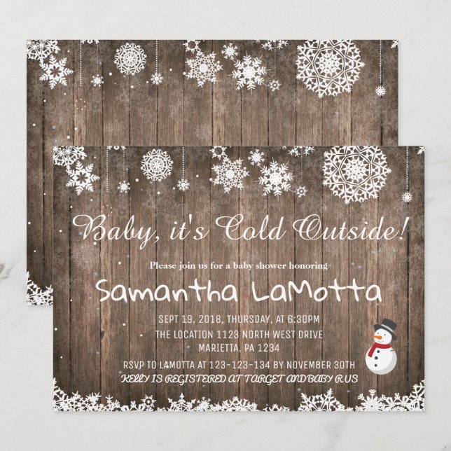 Baby Its Cold Outside Winter snowman Baby Shower Invitation (Front/Back)