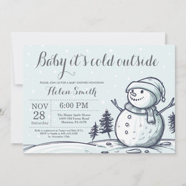 Baby its Cold Outside Winter Snowman Baby Shower Invitation (Front)
