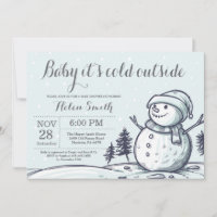 Baby its Cold Outside Winter Snowman Baby Shower Invitation