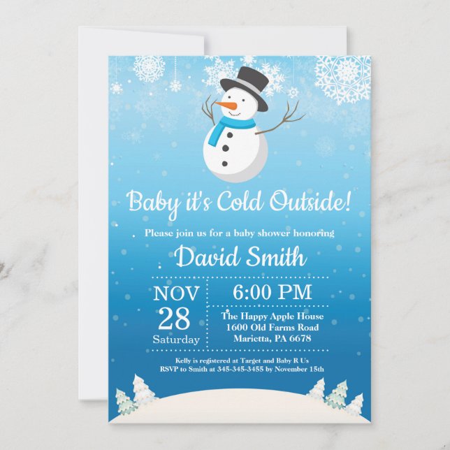 Baby its Cold Outside Winter Snowman Baby Shower Invitation (Front)