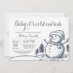 Baby its Cold Outside Winter Snowman Baby Shower Invitation