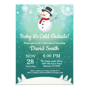Snowman Baby Shower Invitations Zazzle Baby Its Cold Outside Winter Snowman Shower Invitation