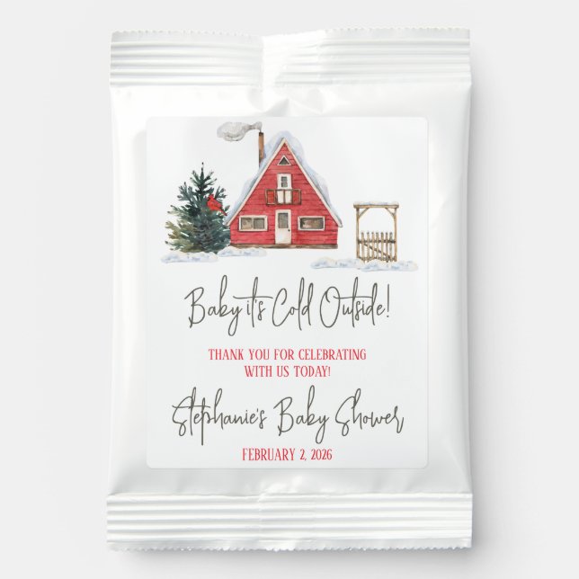 Baby It's Cold Outside, Winter Themed Baby Shower Hot Chocolate Drink Mix (Front)