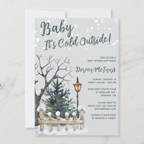 Baby Its Cold Outside Winter Themed Baby Shower Invitation