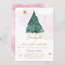 Baby It's Cold Outside Winter Tree Baby Shower Invitation