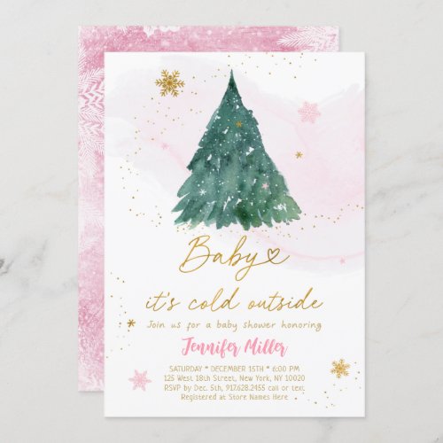 Baby Its Cold Outside Winter Tree Baby Shower Invitation