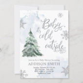 Baby It's Cold Outside Winter Tree Boy Baby Shower Invitation (Front)
