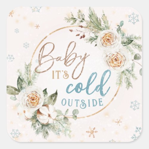 Baby Its Cold Outside Winter Wonderland Favor Bag Square Sticker