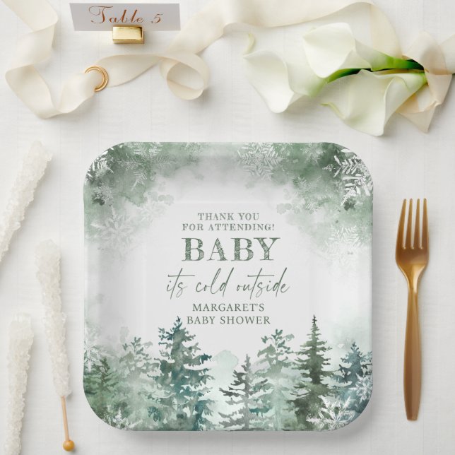 Baby It's Cold Outside Winter Wonderland Paper Plates (Wedding)