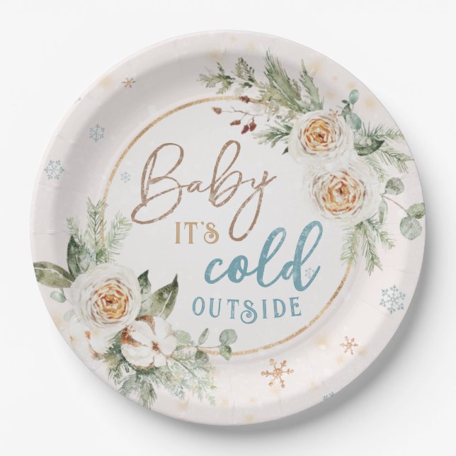 Baby It's Cold Outside Winter Wonderland Shower  Paper Plates (Front)