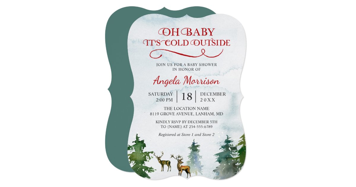 Baby Its Cold Outside Winter Woodland Baby Shower Invitation