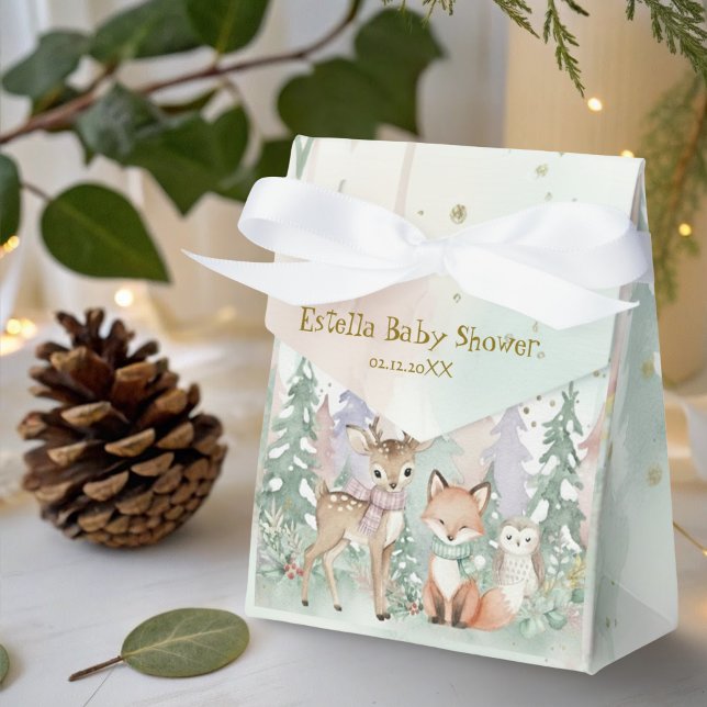 Baby It's Cold Outside Winter Woodland Baby Shower Favor Boxes (Creator Uploaded)