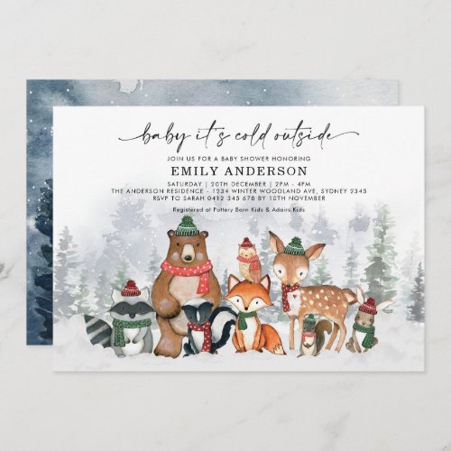 Baby Its Cold Outside Winter Woodland Baby Shower Invitation
