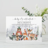 Baby It's Cold Outside Winter Woodland Baby Shower Invitation (Standing Front)