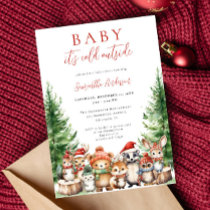 Baby it's cold outside winter woodland baby shower invitation