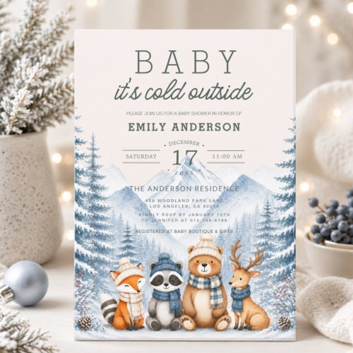 Baby It's Cold Outside Winter Woodland Baby Shower Invitation