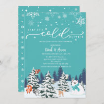 Baby its cold outside winter woodland baby shower Invitation