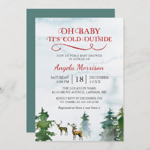 Baby Its Cold Outside Winter Woodland Baby Shower Invitation