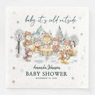 Baby Its Cold Outside Winter Woodland Baby Shower Paper Dinner Napkins