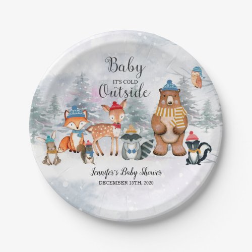 Baby Its Cold Outside Winter Woodland Baby Shower Paper Plates