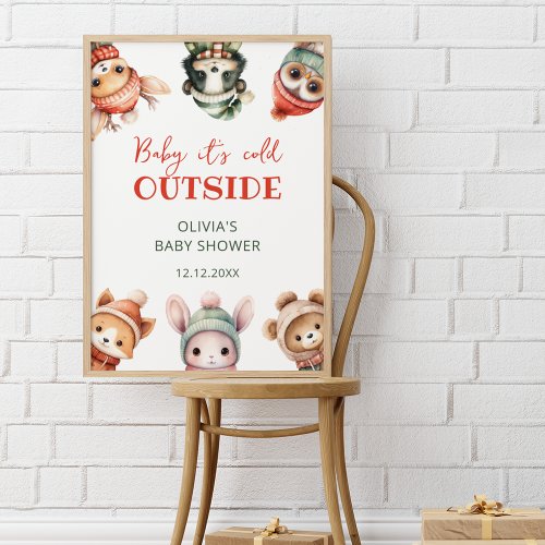 Baby Its Cold Outside Winter Woodland Baby Shower Poster