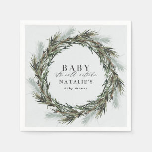 Baby its cold outside winter wreath baby shower napkins