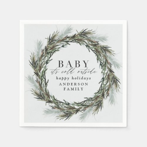 Baby its cold outside winter wreath holiday napkins