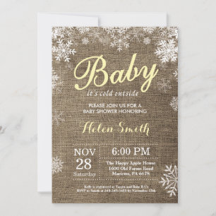 Baby its Cold Outside Winter Yellow Baby Shower Invitation