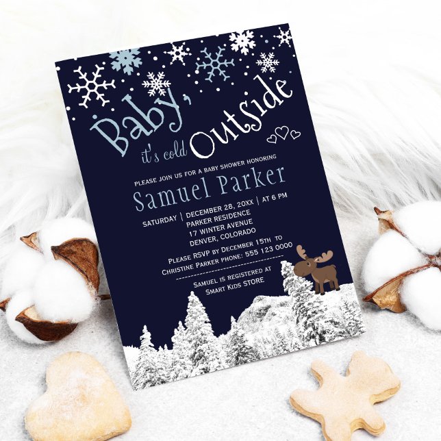 Baby its cold outside wonderland winter boy shower invitation (Creator Uploaded)