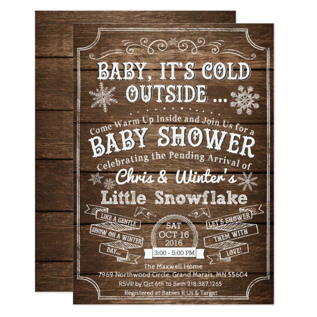Baby Its Cold Outside Wood Baby Shower Invitation