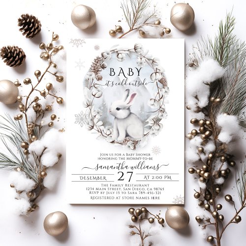 Baby its cold outside Woodland Baby Shower Invitation