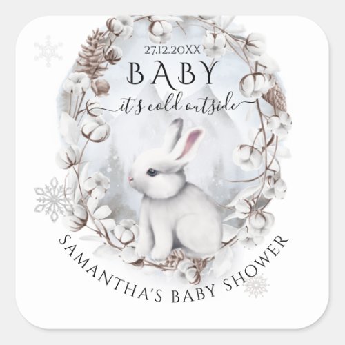 Baby its cold outside Woodland Baby Shower Square Sticker