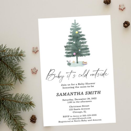 Baby its cold outside Xmas baby shower  Invitation