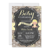 Baby its Cold Outside Yellow Baby Shower Invitation