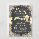 Baby its Cold Outside Yellow Baby Shower Invitation<br><div class="desc">Baby its Cold Outside Rustic Winter Baby Shower invitation. Yellow Snowflake. Rustic Wood Chalkboard Background. Country Vintage Retro Barn. Boy or Girl Baby Shower Invitation. Winter Holiday Baby Shower Invite. Yellow and White Snowflakes. For further customization, please click the "Customize it" button and use our design tool to modify this...</div>